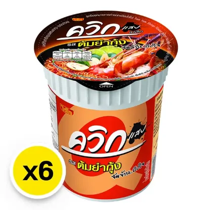 รูปภาพของ ไวไว ควิก บะหมี่กึ่งสําเร็จรูป รสต้มยำกุ้ง 60 ก. x 6