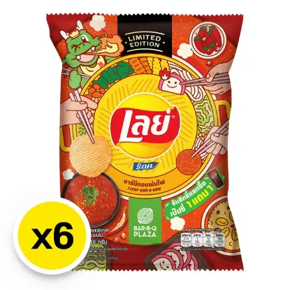รูปภาพของ เลย์ ร็อค มันฝรั่งทอดกรอบ บาร์บีก้อนพ่นไฟ 40 ก. x 6