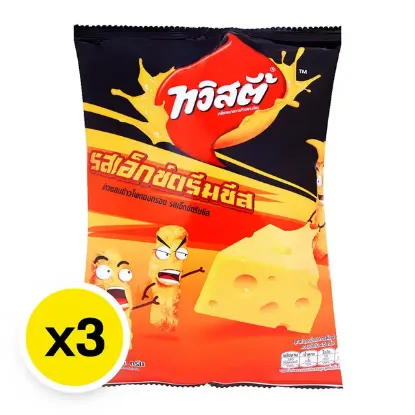 รูปภาพของ ทวิสตี้ ข้าวผสมข้าวโพดอบกรอบ รสเอ็กซ์ตรีมชีส 68 ก. x 3