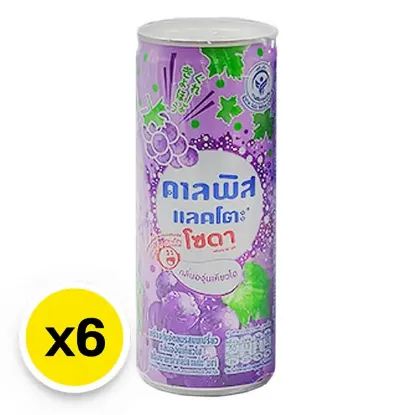 รูปภาพของ คาลพิส แลคโตะ โซดา น้ำอัดลมรสนมเปรี้ยว กลิ่นองุ่นเคียวโฮ 245 มล. x 6