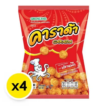 รูปภาพของ คาราด้า ขนมอบกรอบ รสปลาหมึก 62 ก. x 4