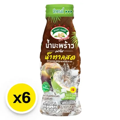 รูปภาพของ เมจิก ฟาร์ม มะพร้าว+น้ำตาลสด 240 มล. x 6