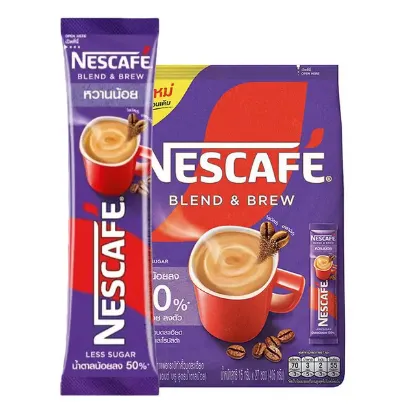 รูปภาพของ เนสกาแฟ เบลนด์ แอนด์ บรู กาแฟปรุงสำเร็จ สูตรน้ำตาลน้อย 15 ก. 27 ซอง