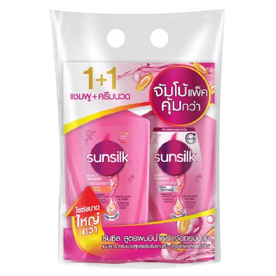 รูปภาพของ ซันซิล แชมพู+นวด สีชมพู 475+450 มล. x 1+1