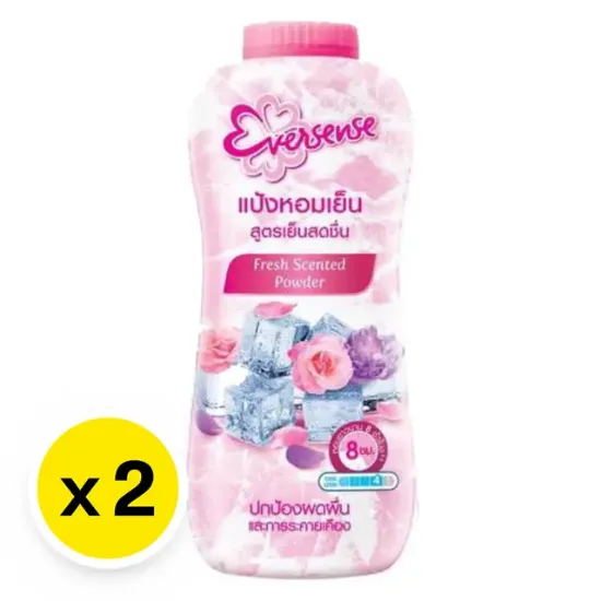 รูปภาพของ เอเวอร์เซ้นส์ แป้งเย็น สูตรเย็นสดชื่น สีชมพู 280 ก. x 2