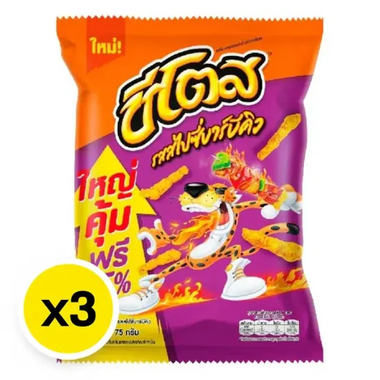 รูปภาพของ ชีโตส ข้าวโพดอบกรอบ รสสไปซี่บาร์บีคิว 75 ก. x 3