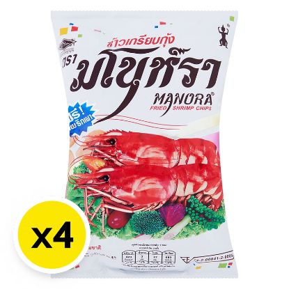 รูปภาพของ มโนห์รา ข้าวเกรียบกุ้งทอด 75 ก. x 4