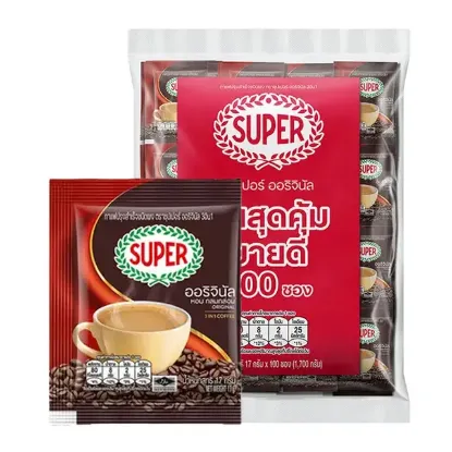 รูปภาพของ ซุปเปอร์ กาแฟปรุงสำเร็จชนิดผง 3อิน1 ออริจินัล 17 ก. 100 ซอง
