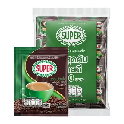 รูปภาพของ ซุปเปอร์ กาแฟปรุงสำเร็จชนิดผง 3อิน1 เอสเปรสโซ่ 17 ก. 100 ซอง