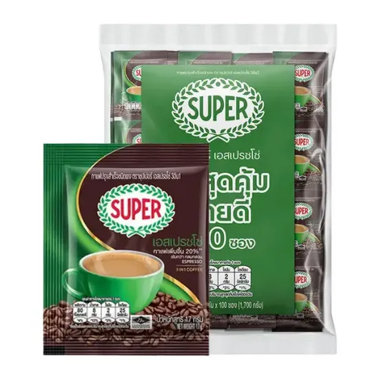 รูปภาพของ ซุปเปอร์ กาแฟปรุงสำเร็จชนิดผง 3อิน1 เอสเปรสโซ่ 17 ก. 100 ซอง